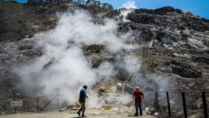 Researchers take monthly measurements near the Bocca Grande in Pozzuoli. Photo: Giuseppe Ciccia/NurPhoto/Getty