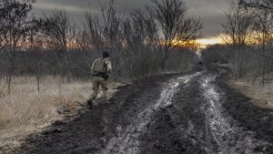 A Ukrainian soldier near Bakhmut, March 2023. Photo: John Moore/Getty