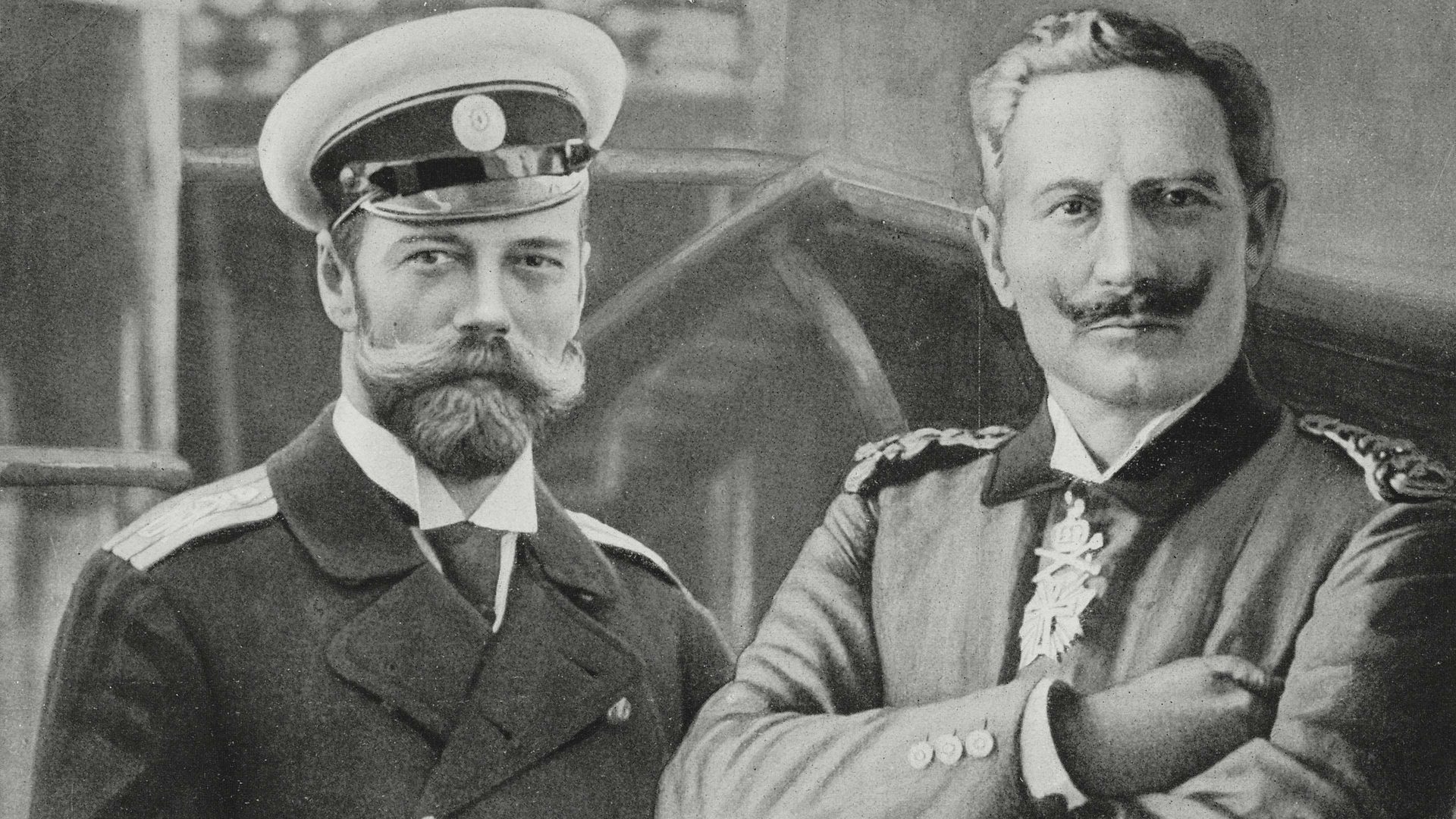 Tsar Nicholas II of Russia and Emperor Wilhelm II of Germany on the yacht Standart, during their meeting in Paldiski, July 4, 1912.