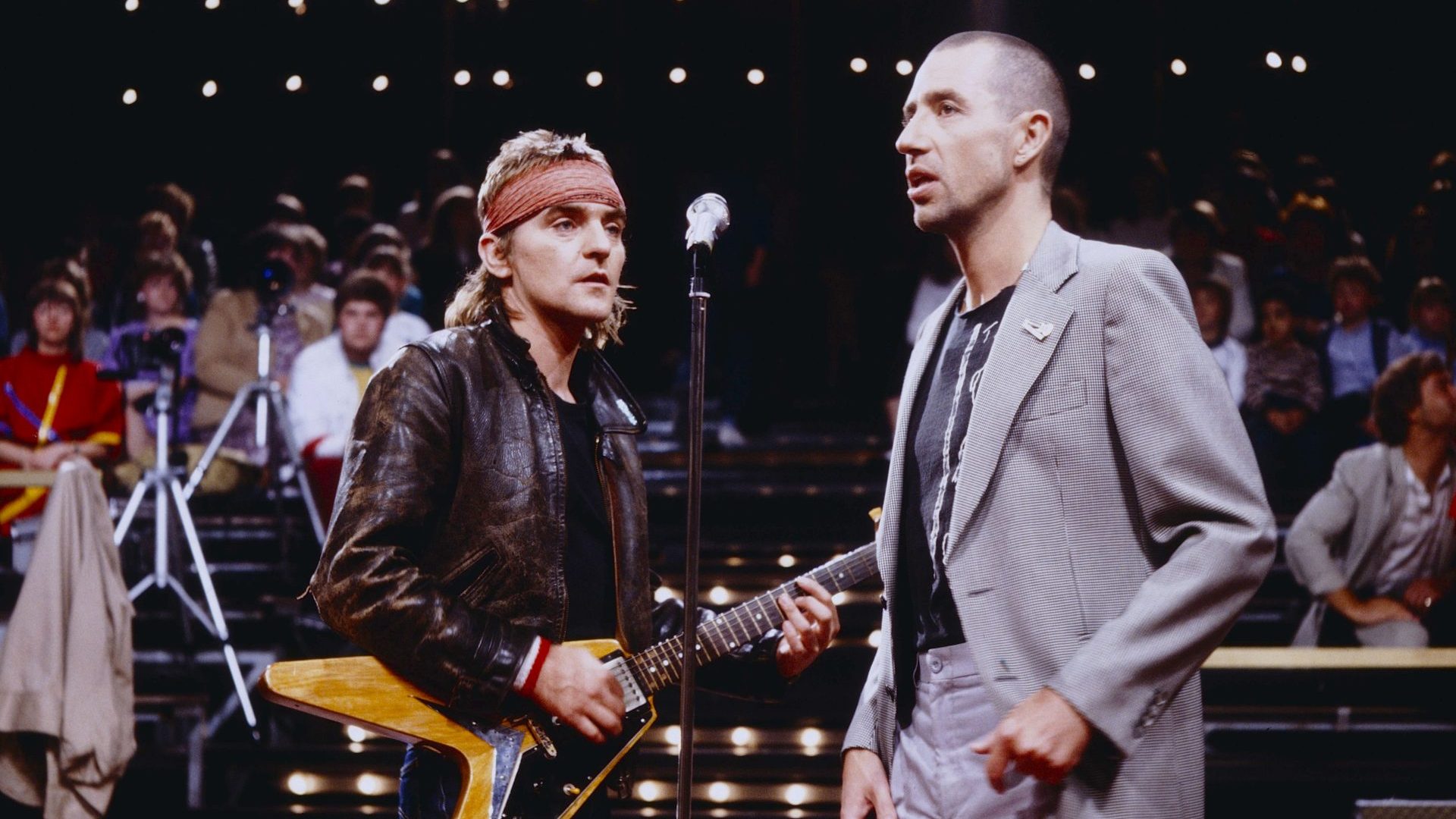 Kralle Krawinkel, left, on stage with Stephan Remmler in 1983. Photo: Arthur Grimm/kpa/United Archives/Getty