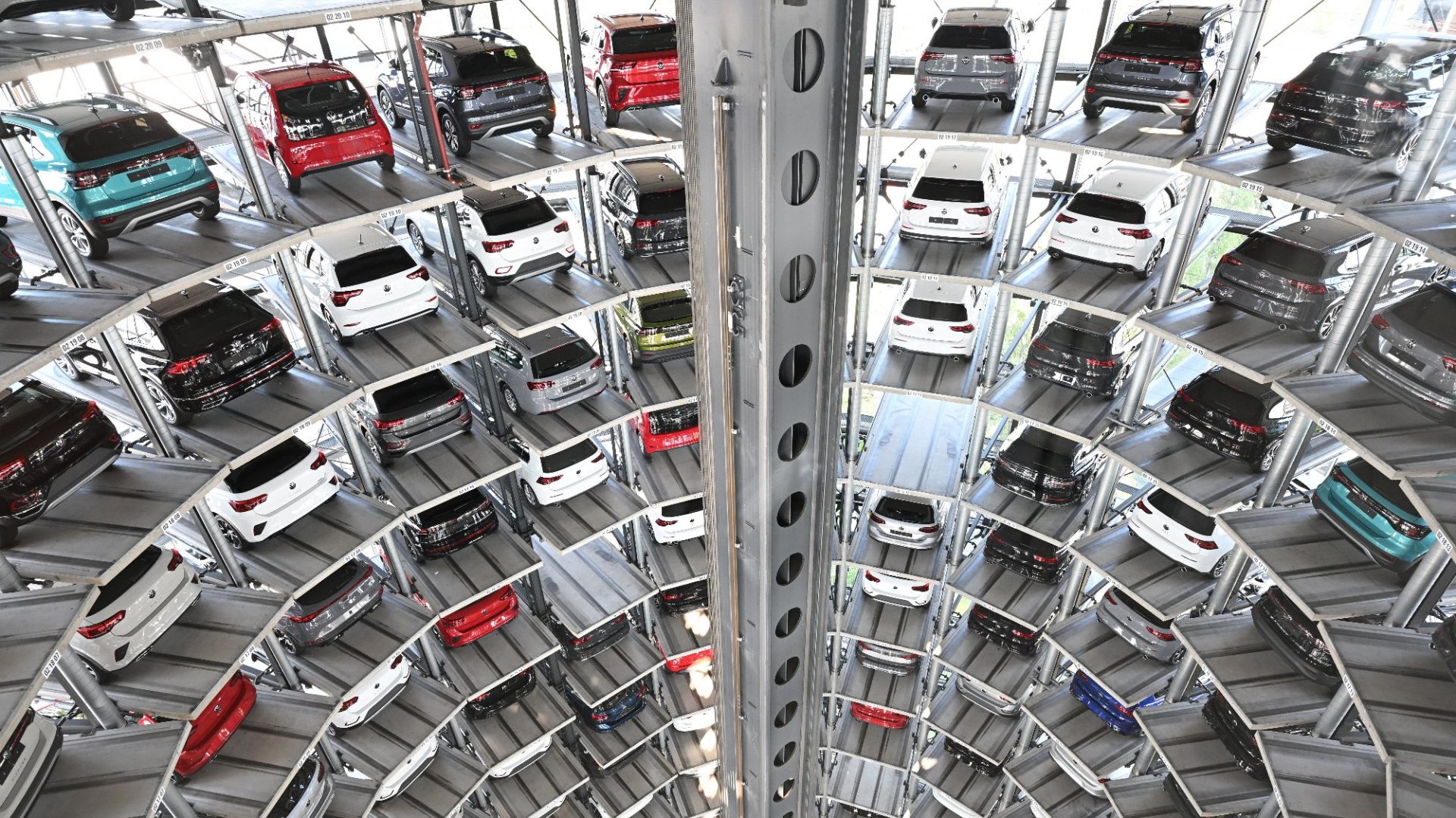 A Volkswagen storage facility in Wolfsburg, Germany, where the car industry is undergoing big changes. Photo: Stuart Franklin/Getty