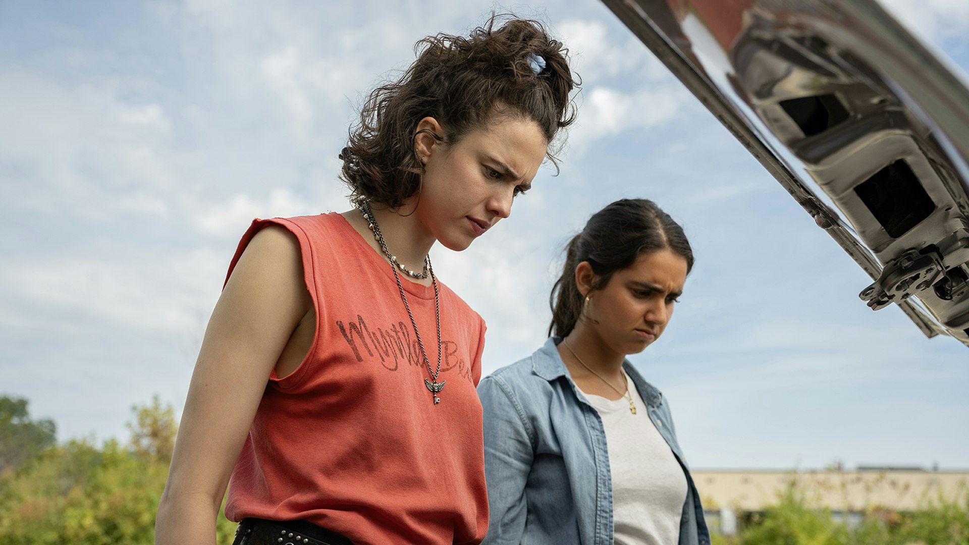 Margaret Qualley and Geraldine Viswanathan in Ethan Coen’s first solo movie, Drive-Away Dolls. Photo: Wilson Webb/Working Title/Focus Features