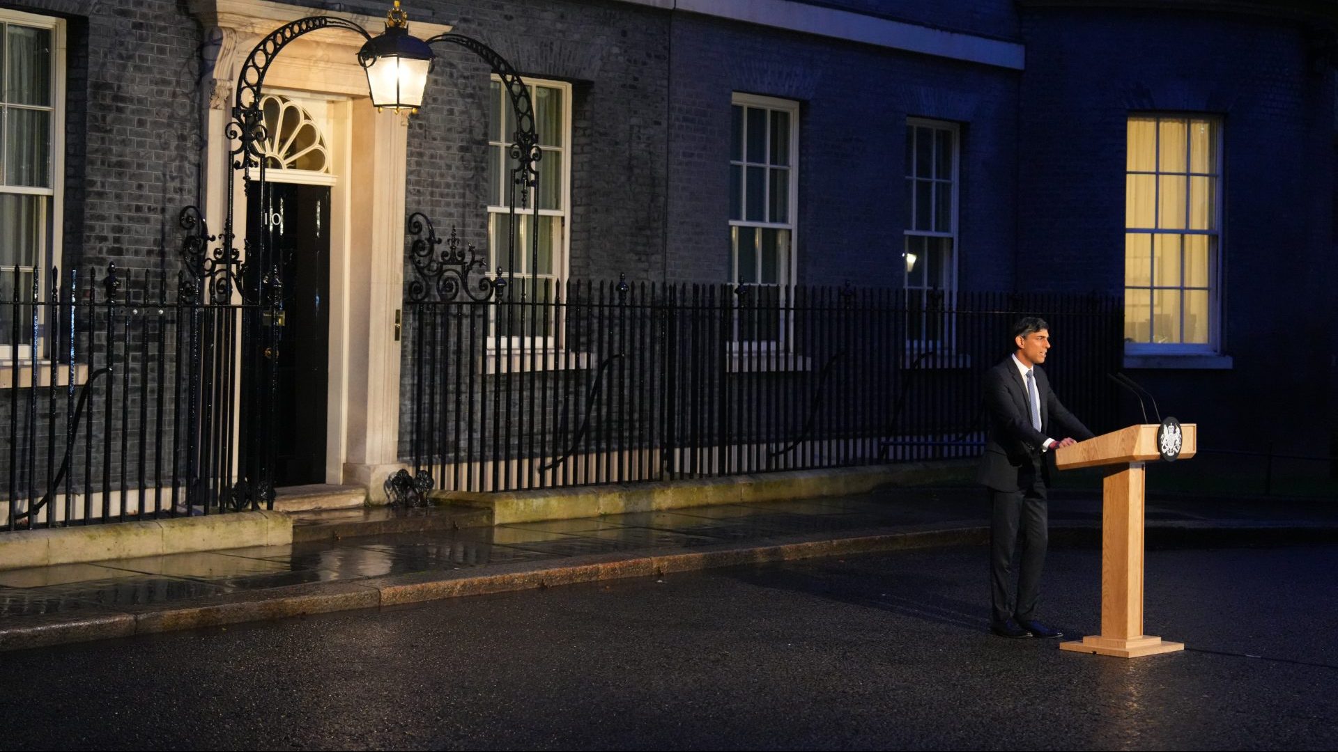 Rishi Sunak gives a speech at Downing Street on March 1 (Photo by Carl Court/Getty Images)