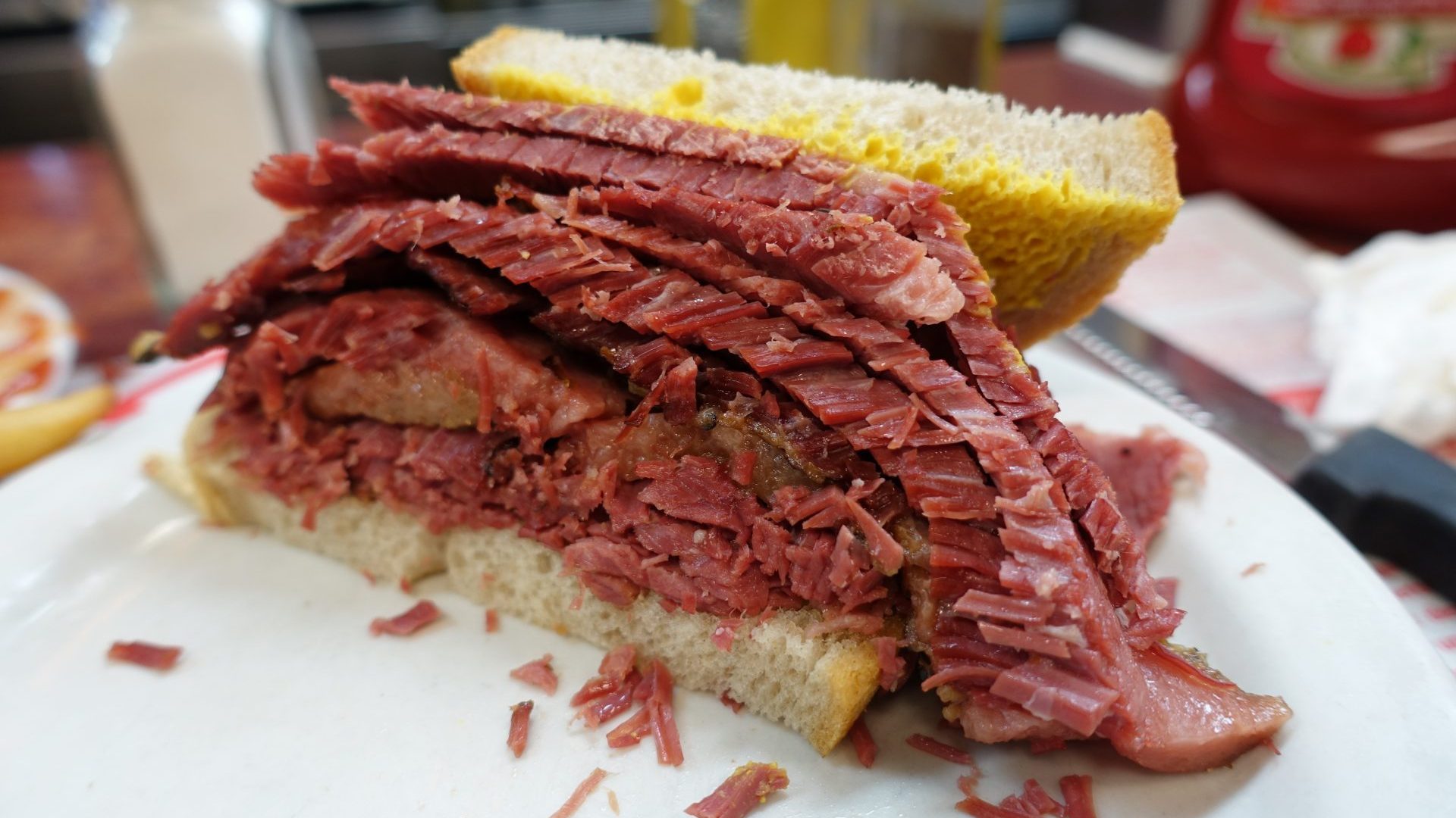 A smoked meat sandwich from Schwartz’s, Montreal: ‘The finest sandwich I’ve eaten.’
