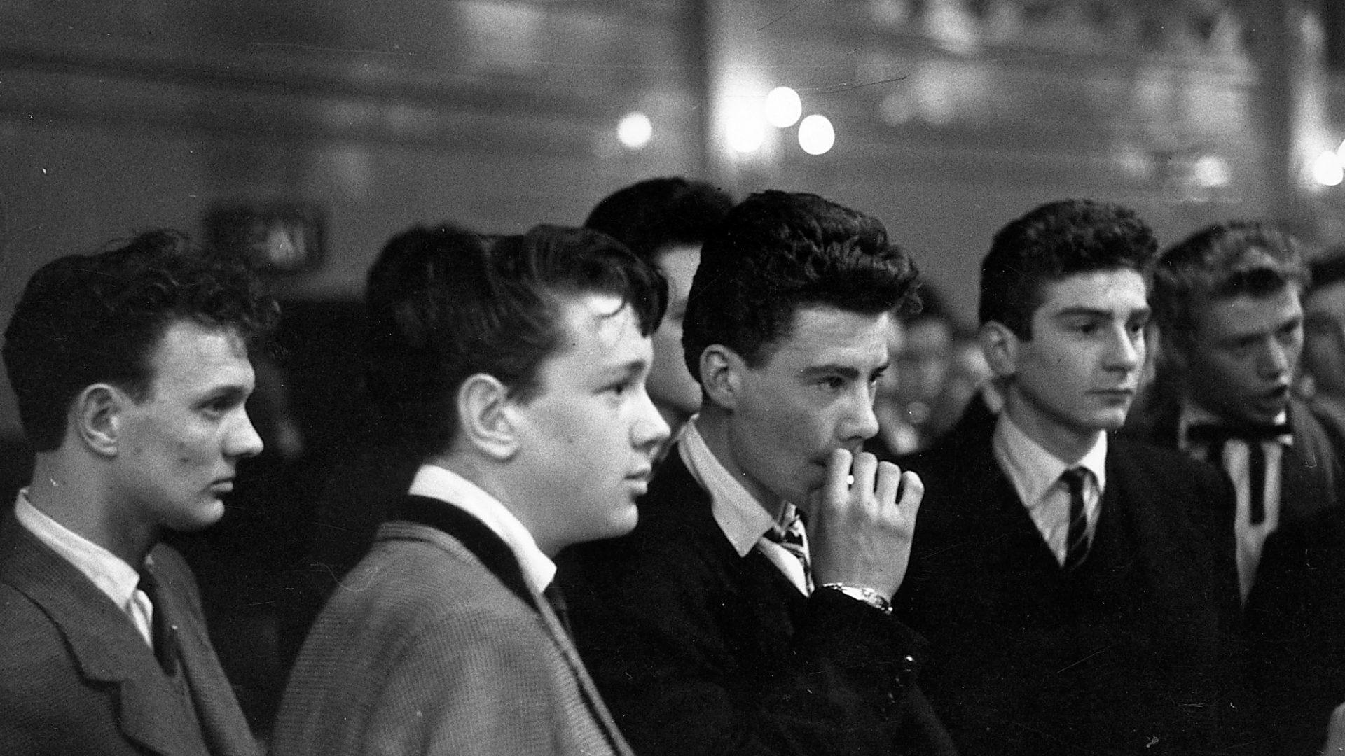 A group of Teddy Boys enjoy an evening out at the Mecca Dance Hall in Tottenham in May 1954. Photo: Alex Dellow/Picture Post/Hulton Archive/Getty