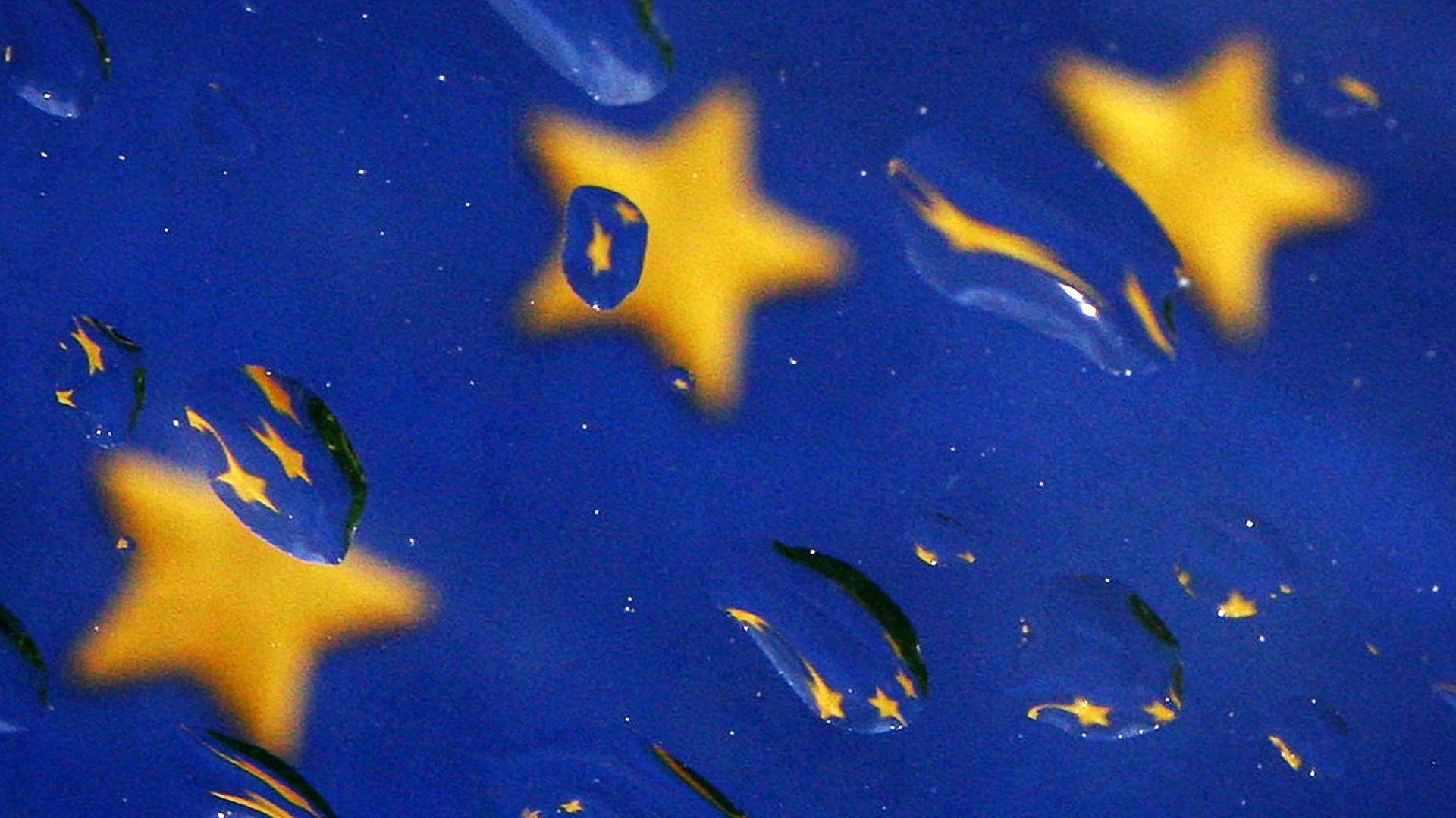 The European flag seen through a rainy windscreen. One of the European project’s greatest successes has been keeping the peace. Photo: Valentina Petrova/AFP/Getty