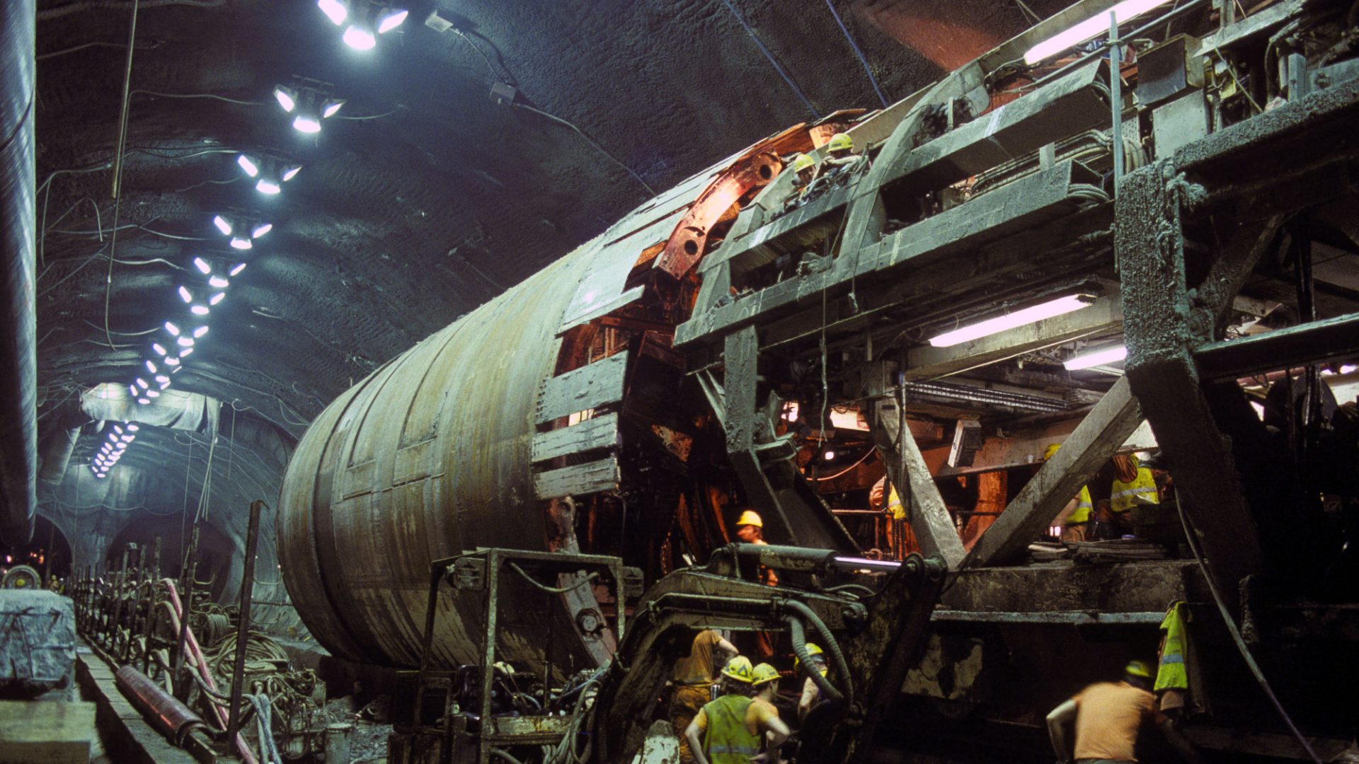 The machine used for boring during the construction of the Channel Tunnel, 1993. Photo: SSPL/Getty