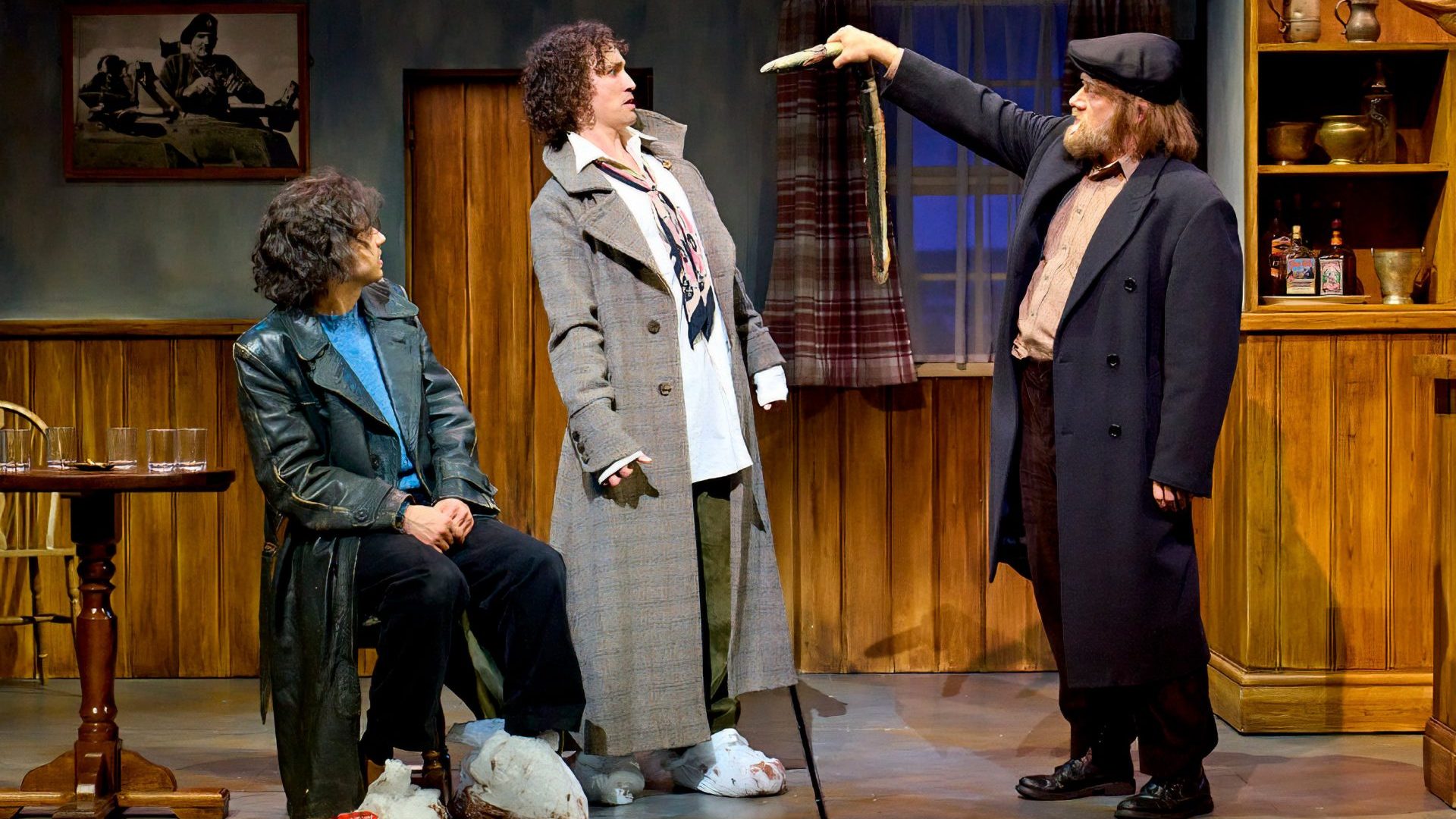 "Don't threaten me with a dead fish!" Adonis Siddique, Robert Sheehan and Morgan Philpott in Withnail and I. Photo: Birmingham Rep