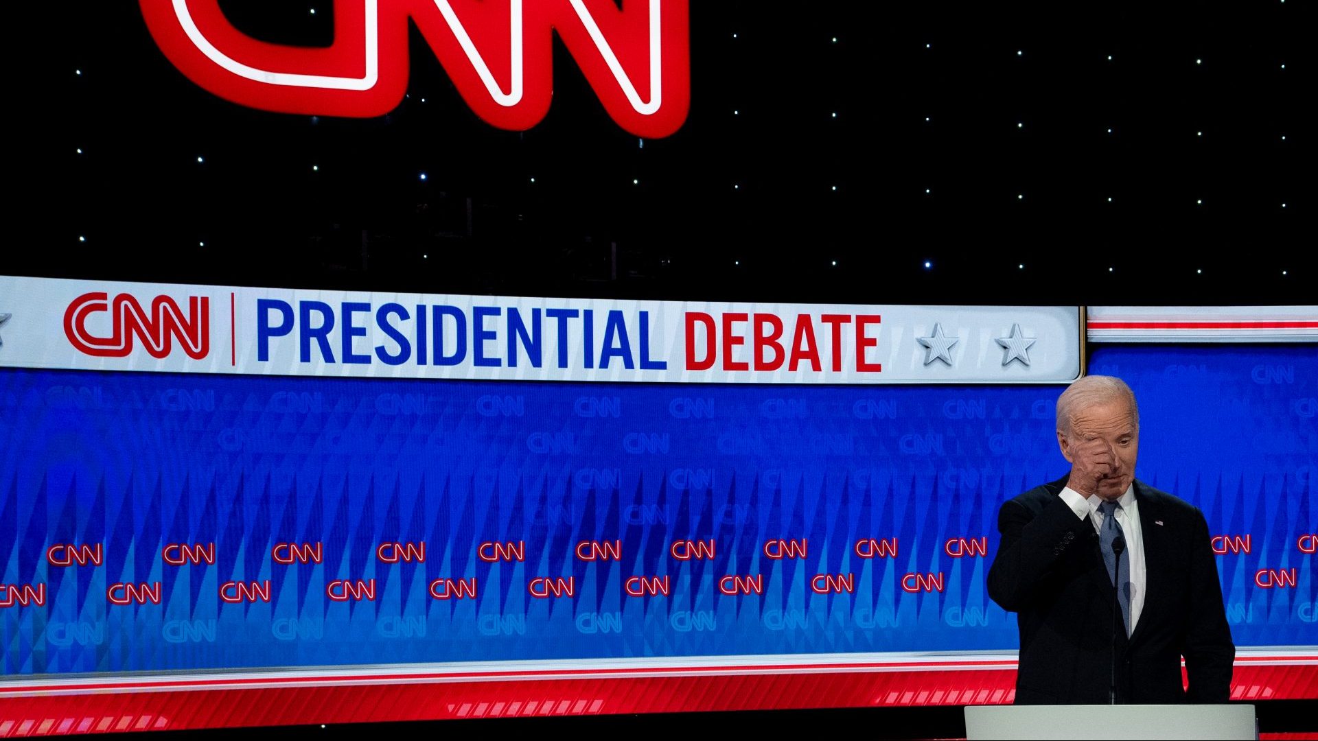 Joe Biden participates in the CNN Presidential Debate against Donald Trump (Photo by Andrew Harnik/Getty Images) 