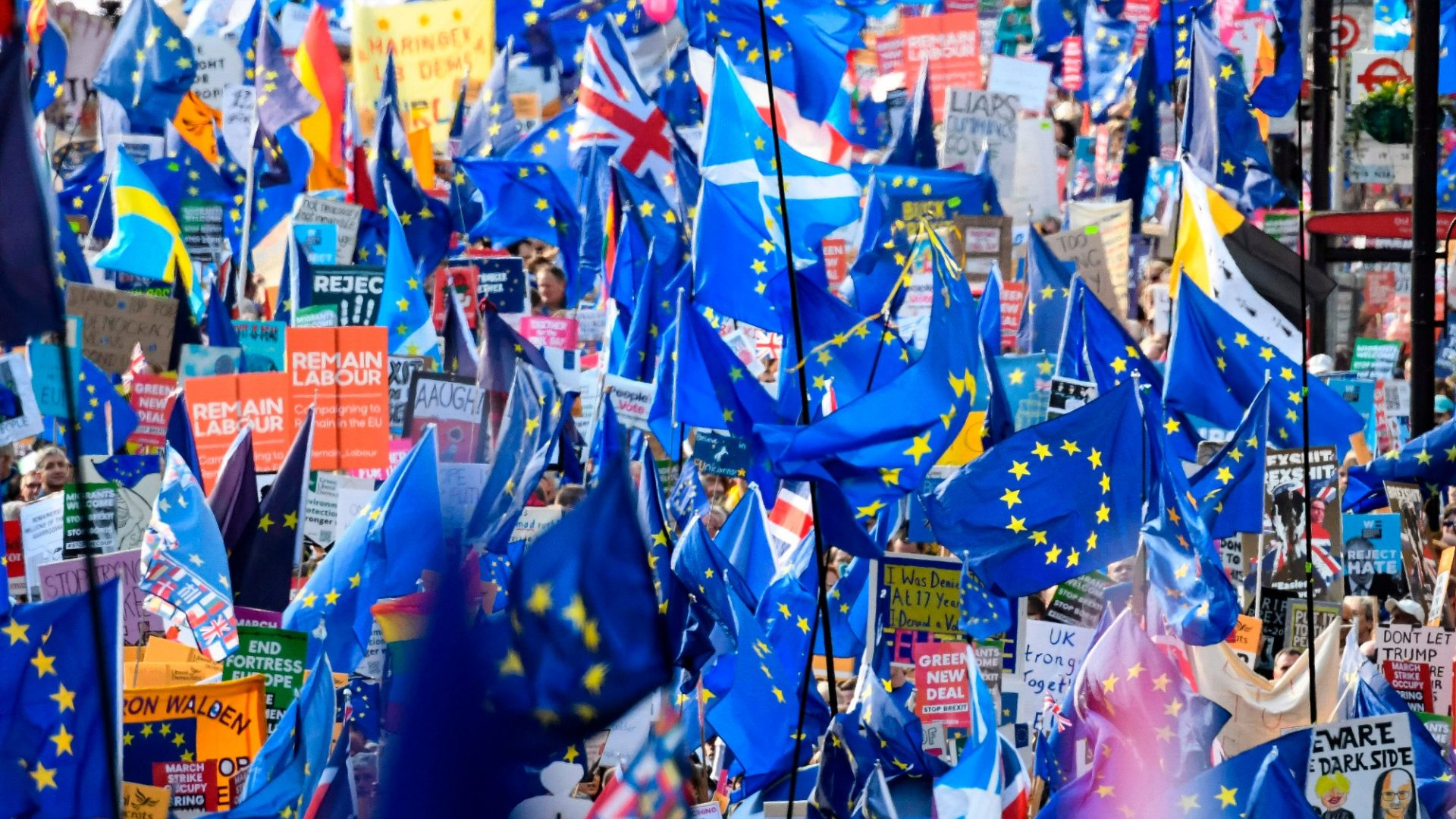 Thousands of people march to parliament calling for a People’s Vote in 2019. Photo: Niklas Halle’n/AFP/Getty