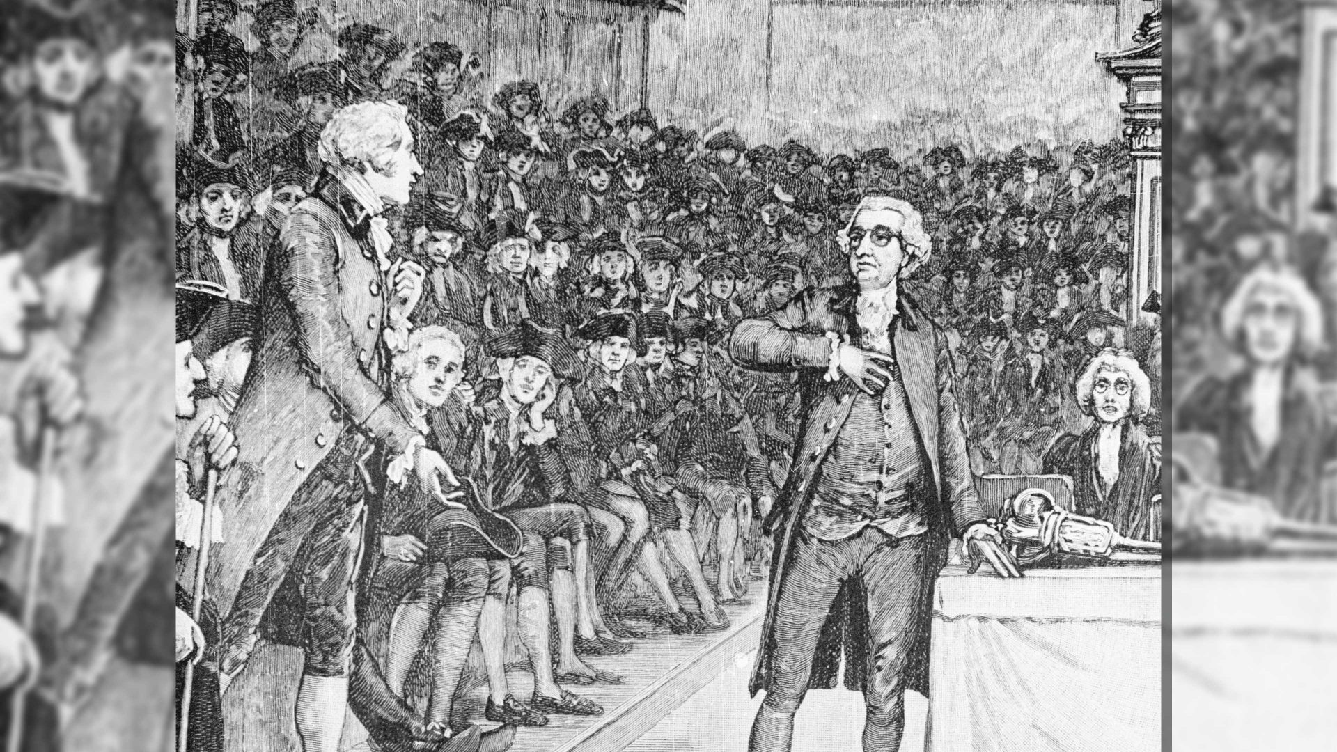 Edmund Burke- 1729-1797. Protesting in Parliament against the coercion of the American Colonies