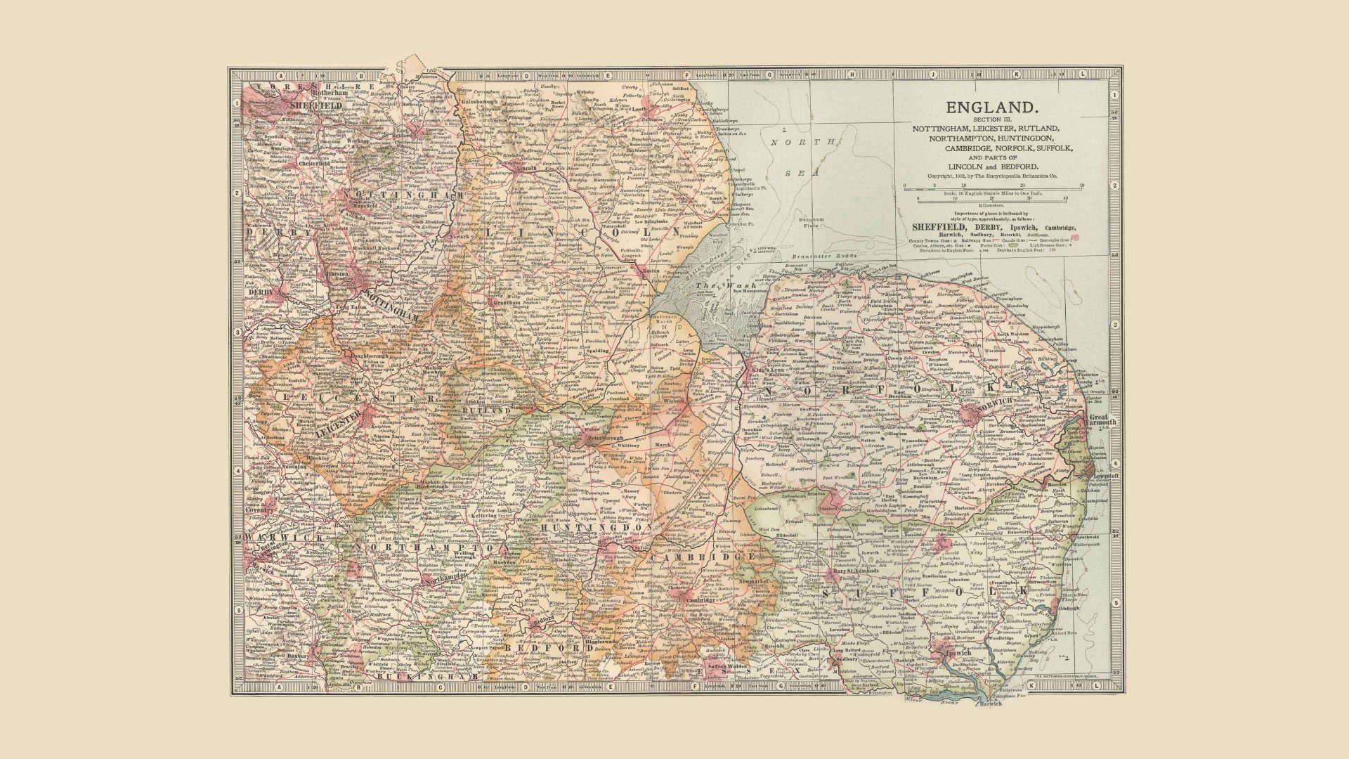 Map of England from the 10th Edition Of Encyclopaedia Britannica (Photo By Encyclopaedia Britannica/UIG Via Getty Images)