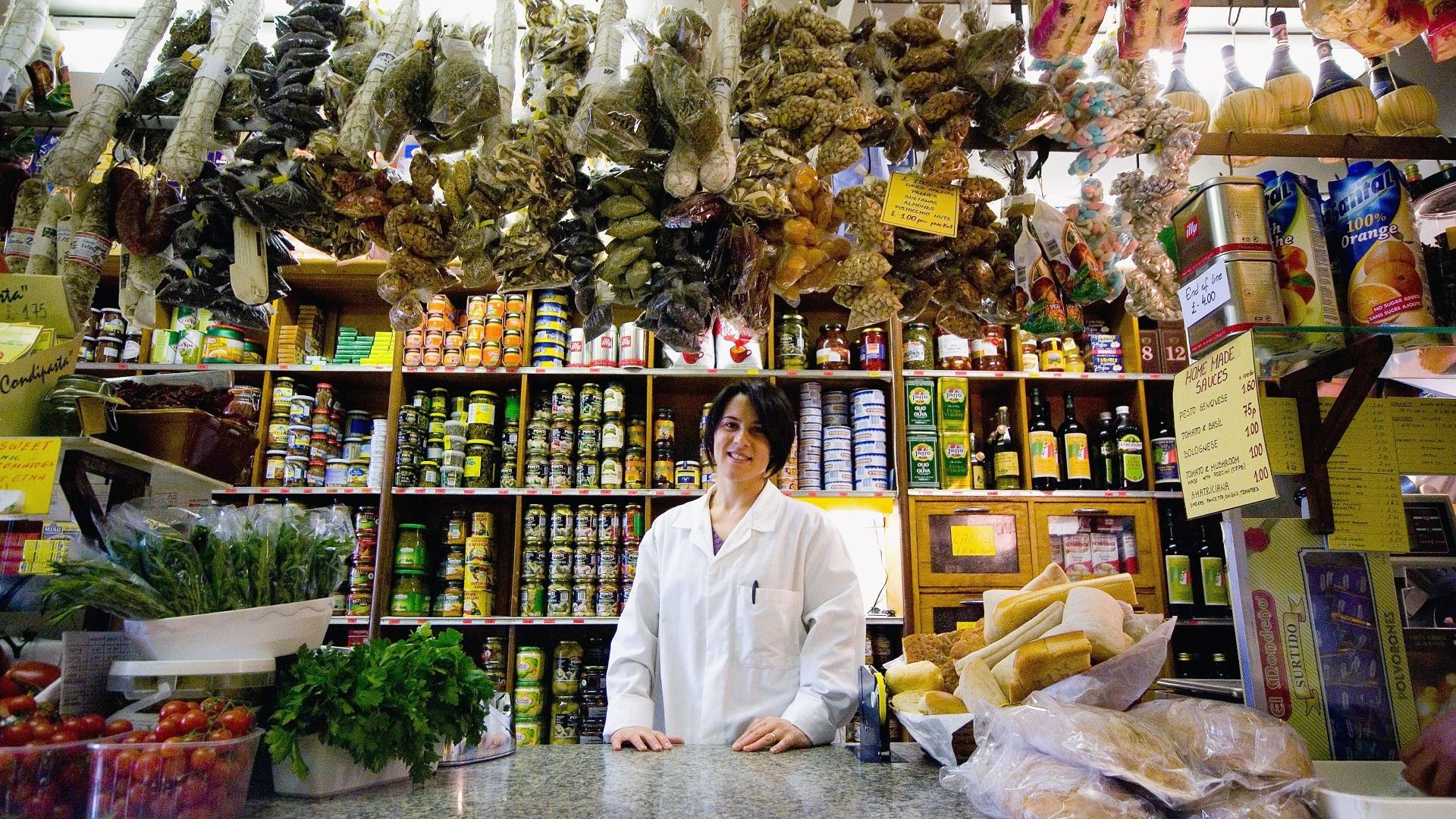 Inside Italian deli I Camisa and Son on Old Compton Street, Soho, 2008. Photo: Dan Kitwood