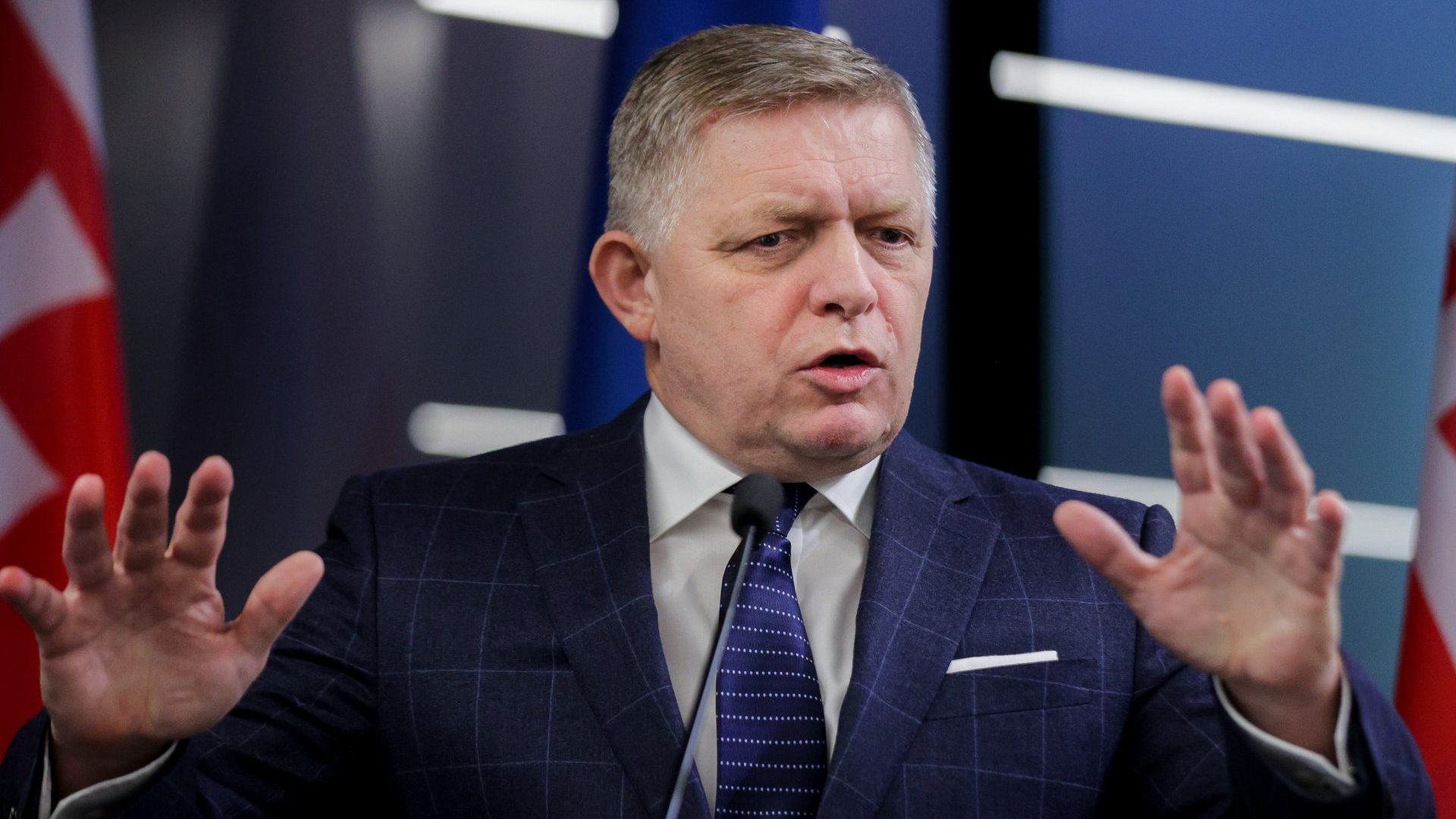 Robert Fico, is seen during consultations with his Ukrainian counterpart in Ukraine. Photo: Sergii Kharchenko/NurPhoto via Getty Images