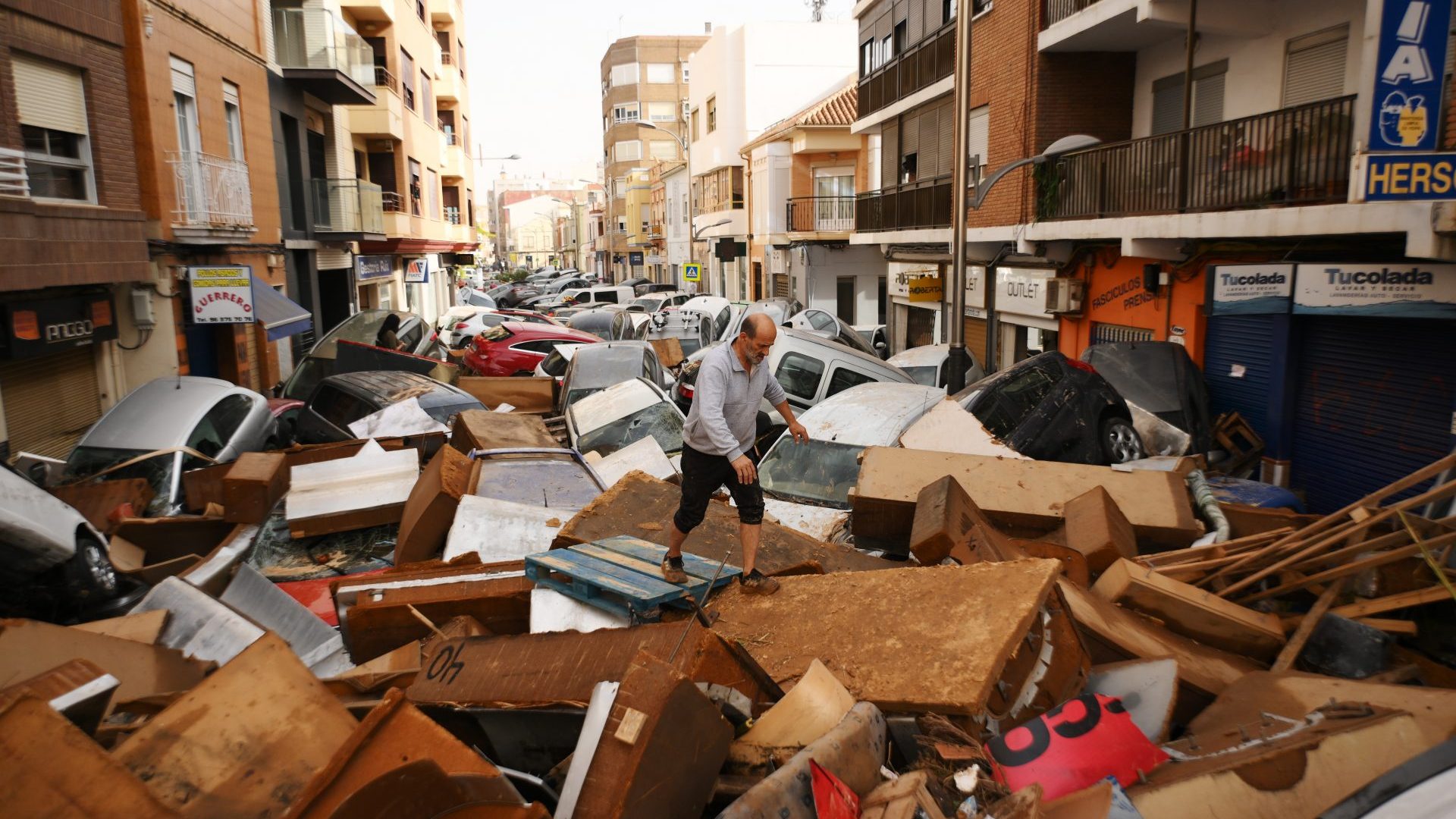 At least 62 people died in the Valencia region after flash-flooding followed heavy rain in November. Photo: David Ramos/Getty Images