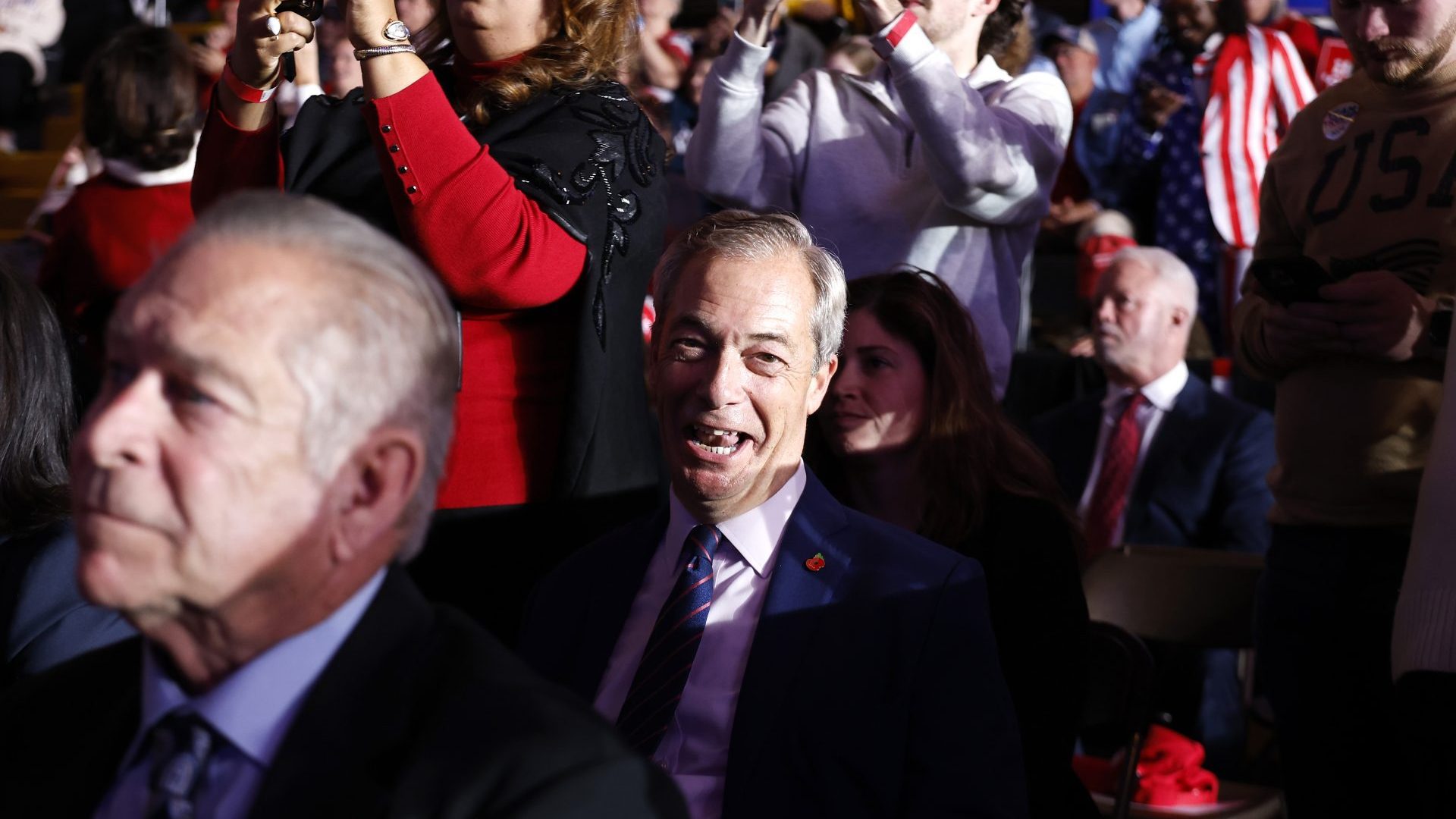 Nigel Farage attends Donald Trump's campaign rally in Reading, Pennsylvania (Photo by Chip Somodevilla/Getty Images)