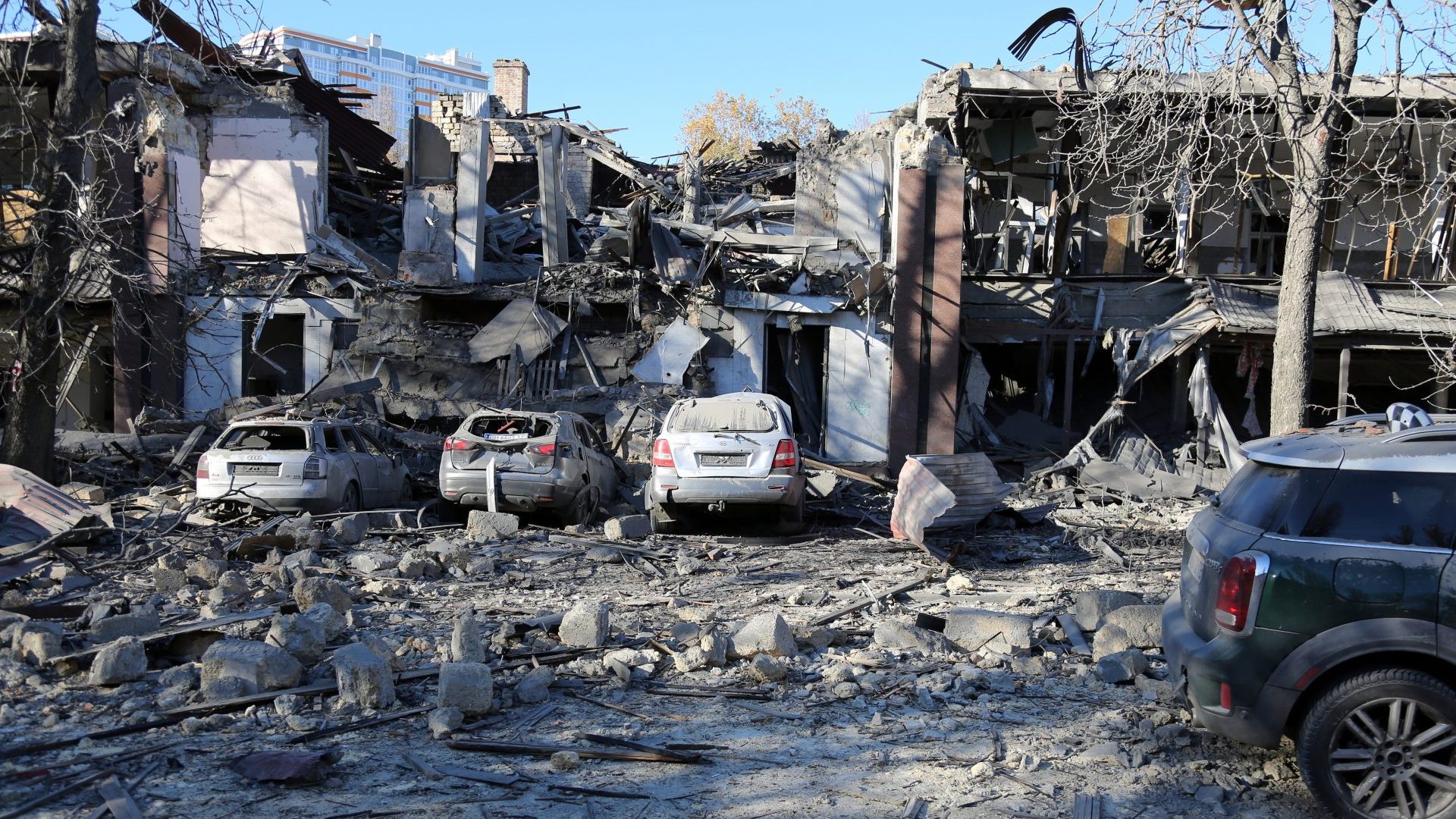 Destruction following a Russian ballistic missile attack on the Ukrainian city of Odessa on November 25 this year (Photo by Viacheslav Onyshchenko/SOPA Images/LightRocket via Getty Images)