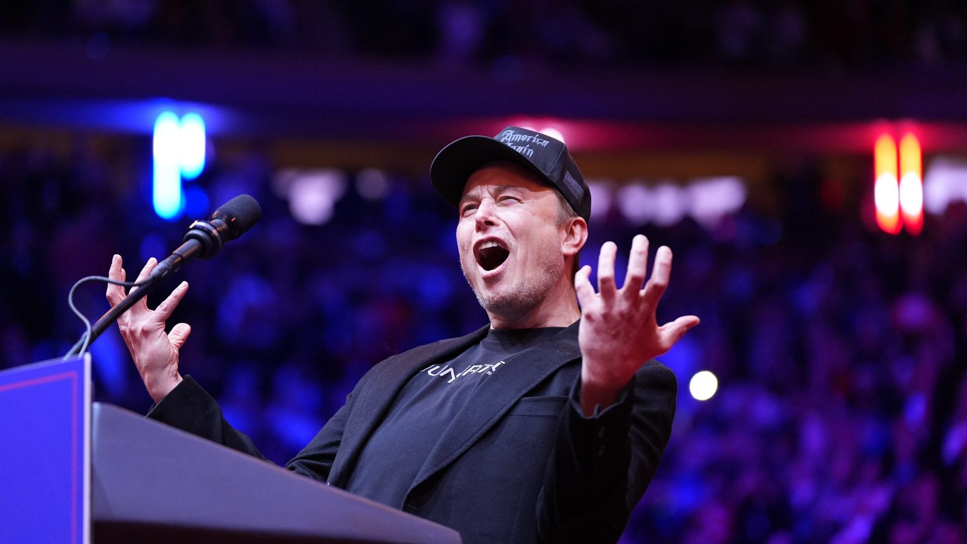 Elon Musk on stage at a Trump rally in Madison Square Garden. Photo: Jabin Botsford/The Washington Post via Getty Images