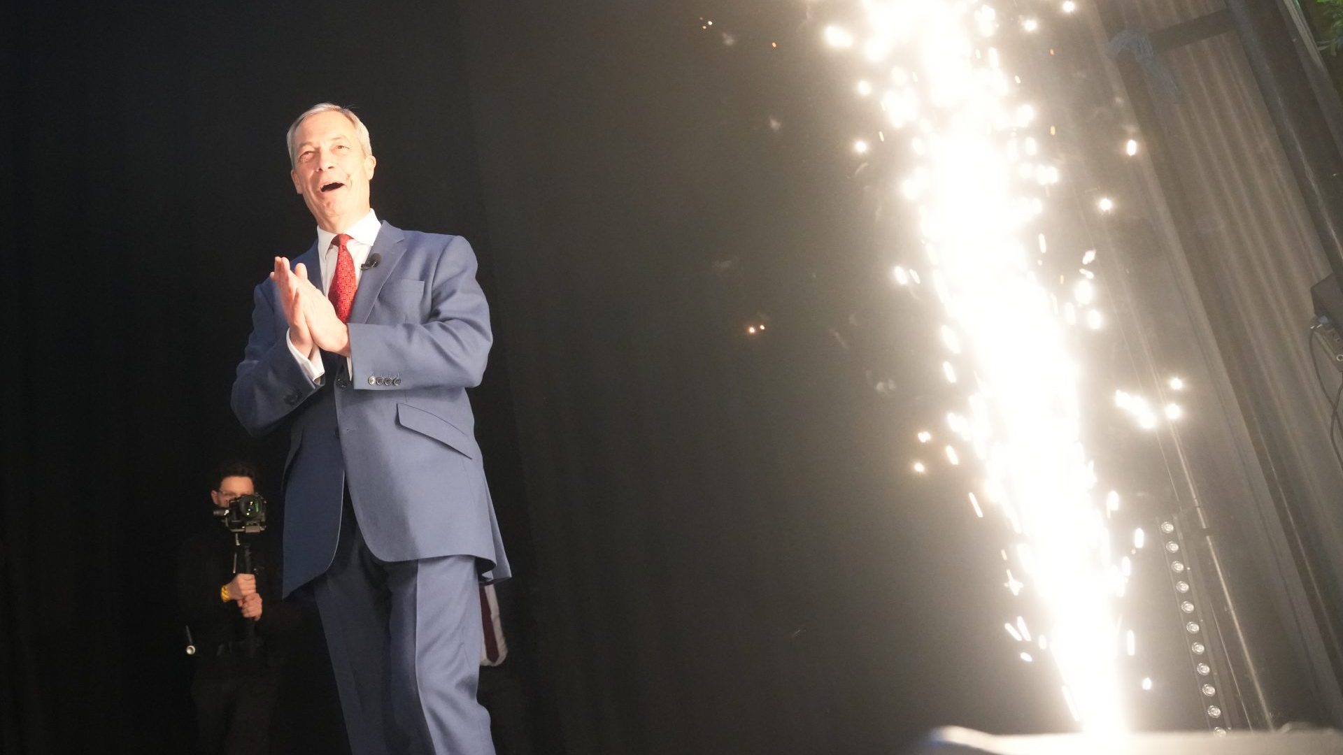 Nigel Farage at Reform's East Midlands Conference last weekend. Photo: Christopher Furlong/Getty Images