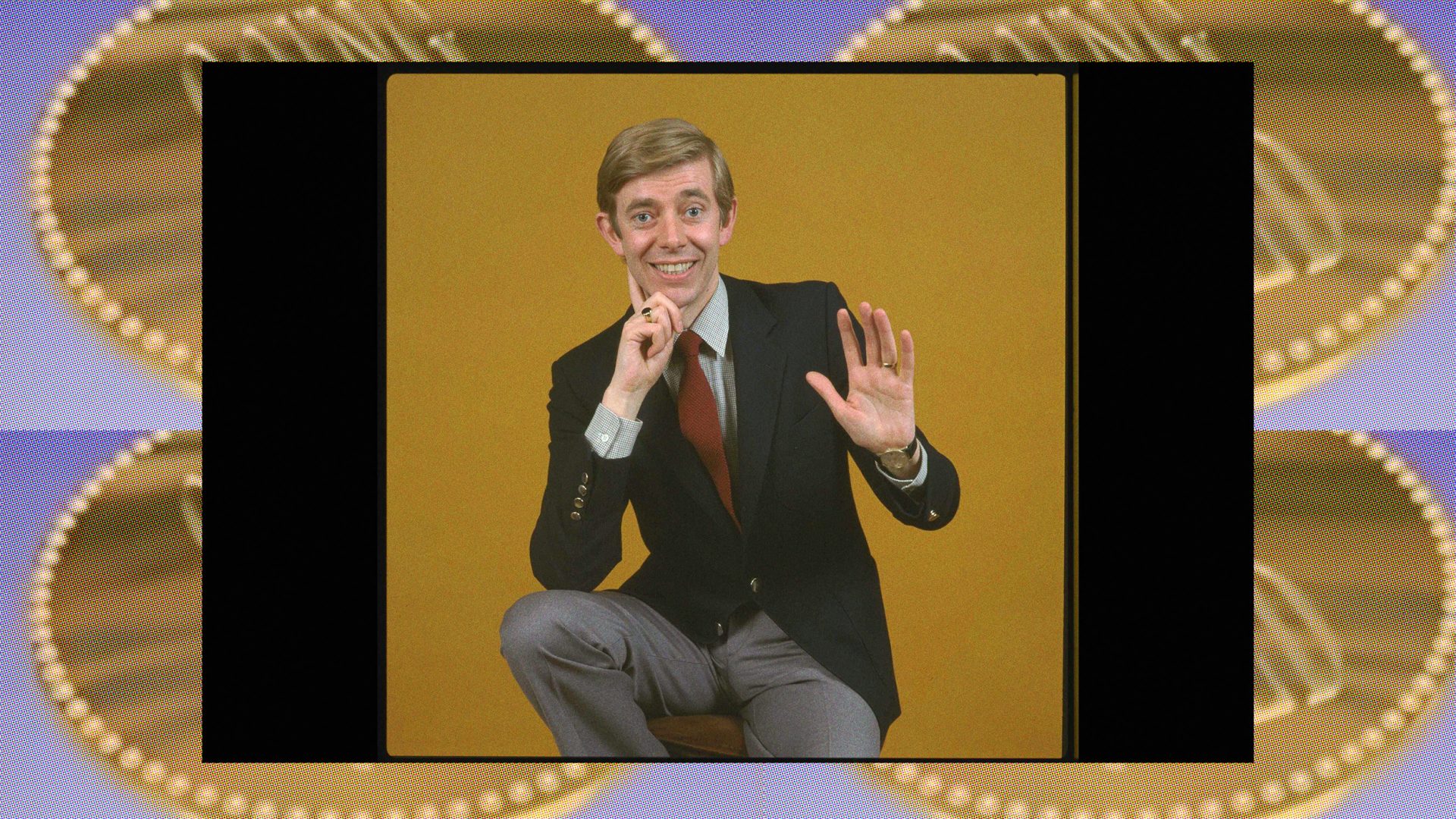 Henry Kelly, known for his role as co-host of light entertainment series Game For A Laugh, circa 1982. Photo: Richard McLaren/TV Times via Getty Images