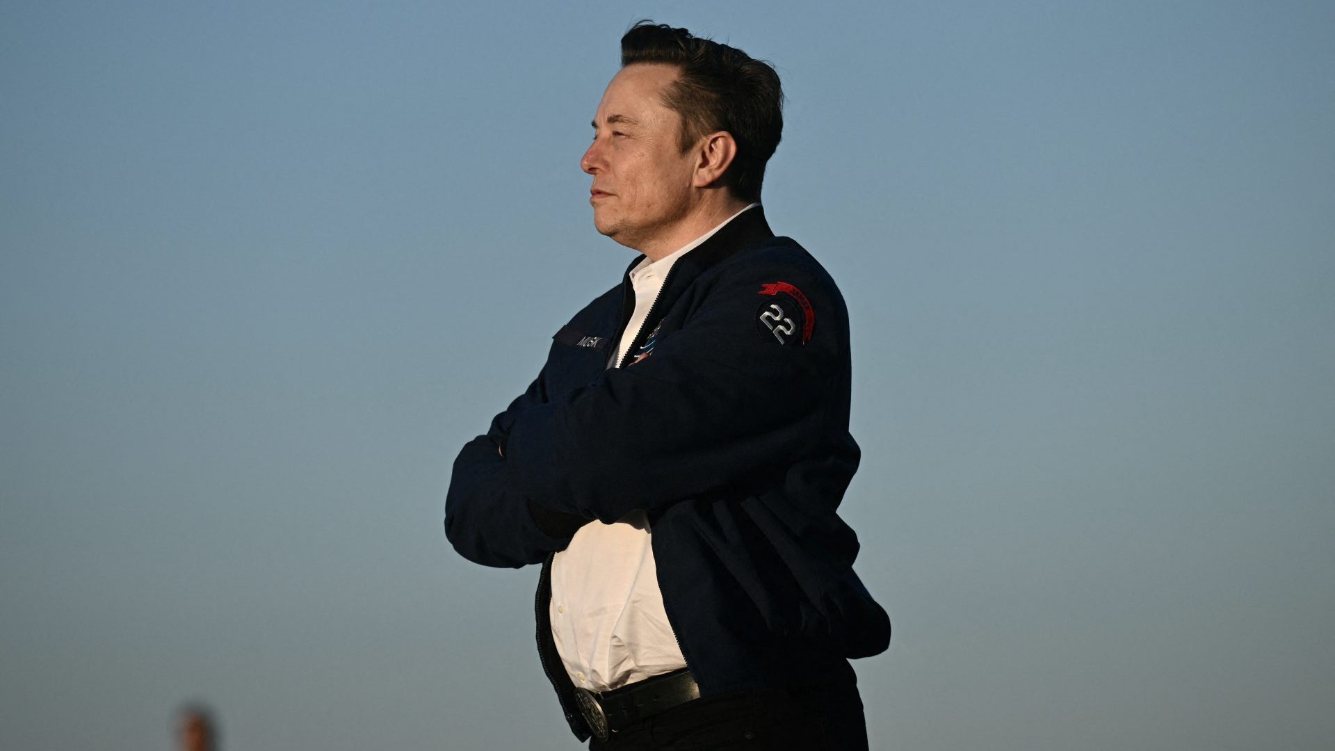 Elon Musk steps off Air Force One upon arrival at Morristown Municipal Airport in Morristown, New Jersey. Photo: BRENDAN SMIALOWSKI/AFP via Getty Images