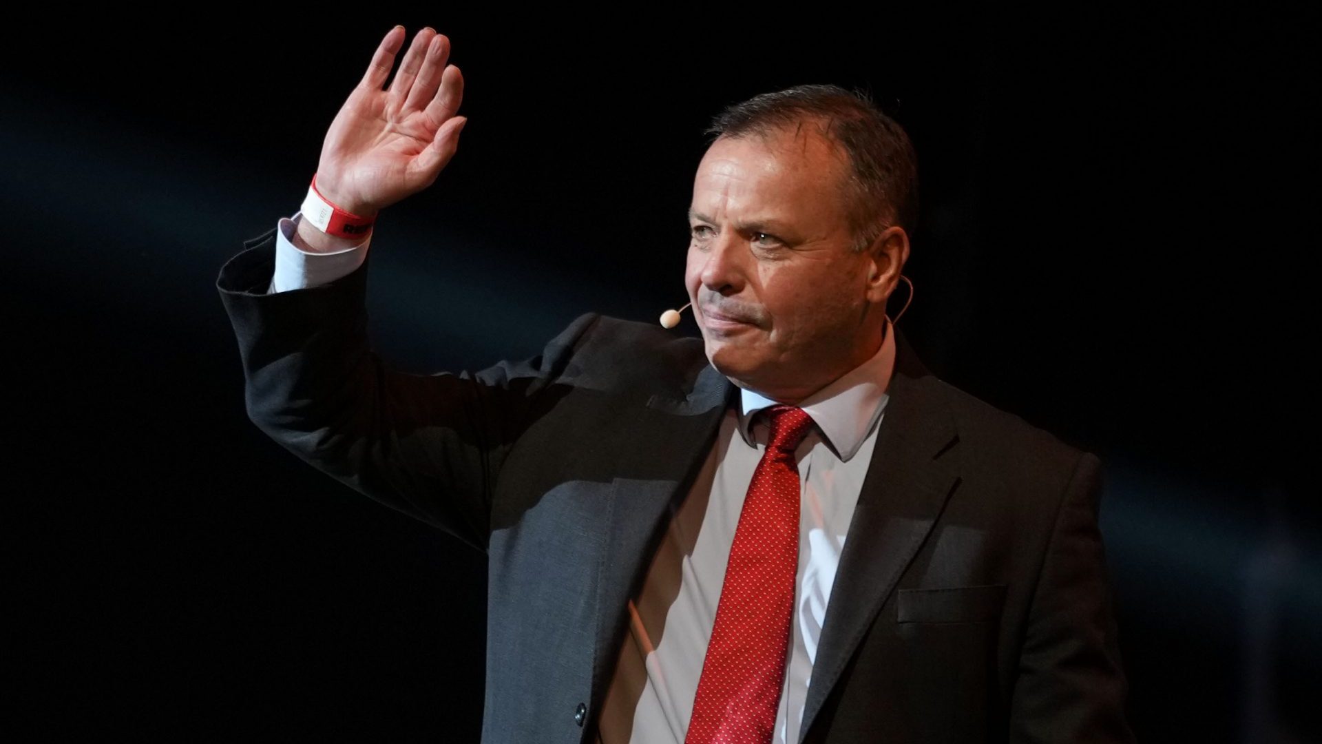 Arron Banks during a Reform UK campaign launch rally at the Utilita Arena in Birmingham. Photo: Christopher Furlong/Getty Images