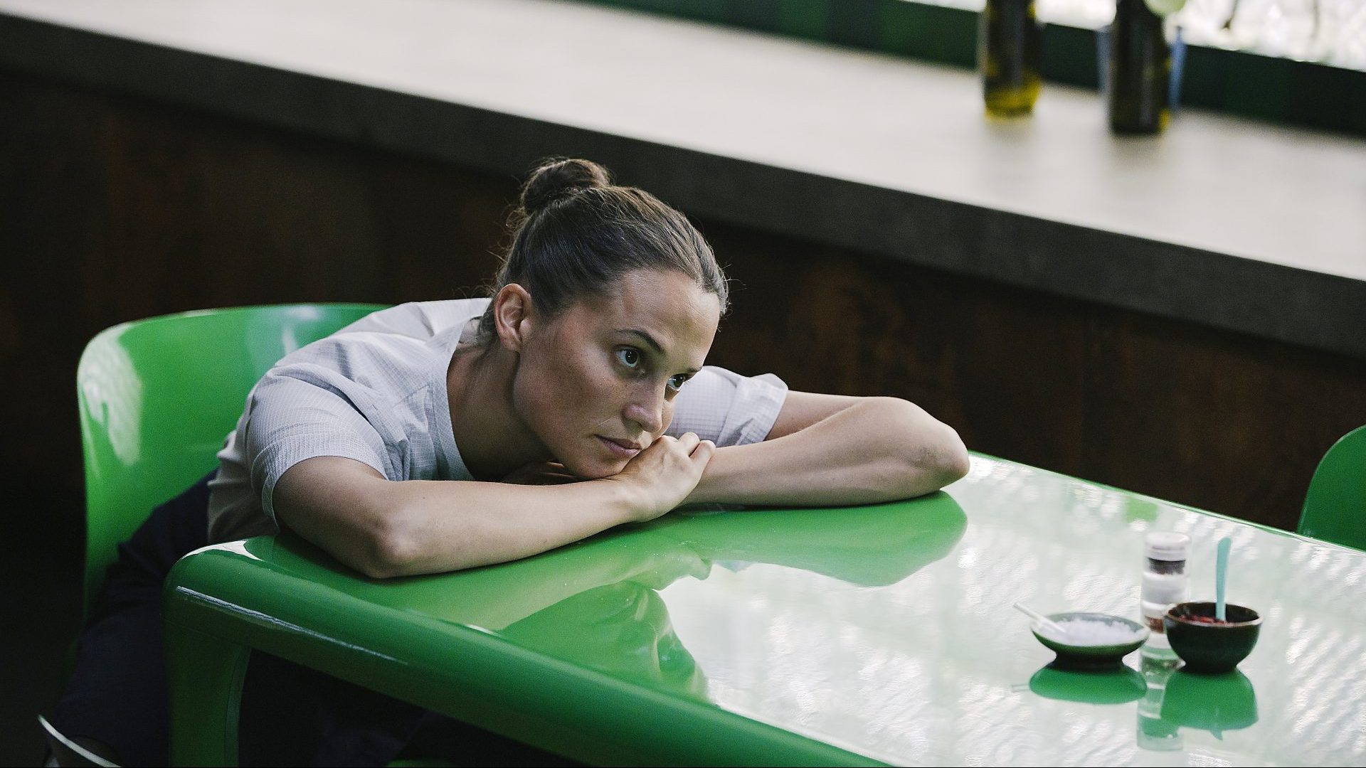 Alicia Vikander in Fleur Fortunéʼs sci-fi thriller The Assessment. Photo: Magnus Jønck/Magnolia Pictures