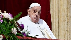 Pope Francis on the main balcony of St Peter’s Basilica for this year’s Easter Day celebrations. He died the following day, on April 21. Photo: Tiziana Fabi/AFP/Getty