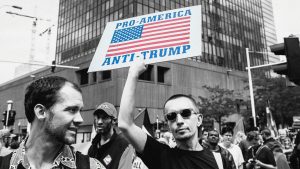 A demonstration organized by the Belgium platform 'Trump not welcome here'. Photo: Romy Arroyo Fernandez/NurPhoto via Getty Images