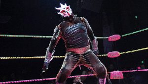 A Mexican ‘good versus evil’ masked wrestling bout, known as lucha libre. Photo: David McNew/Getty