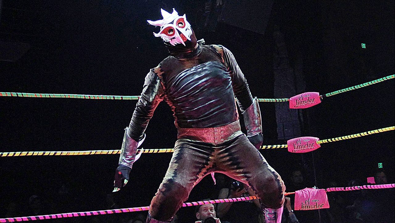 A Mexican ‘good versus evil’ masked wrestling bout, known as lucha libre. Photo: David McNew/Getty