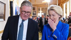 Keir Starmer and Ursula von der Leyen during the UK-EU summit at Lancaster House in London on May 19. Photo: Carl Court/Pool/AFP/Getty